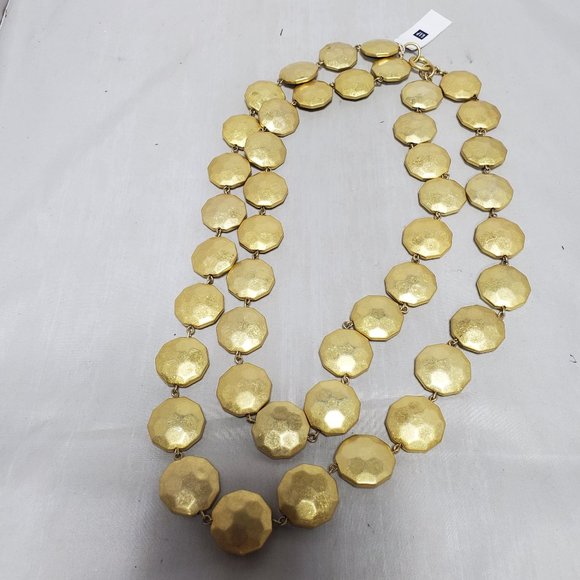 Gap double strand matt gold hammered disc necklace - Picture 6 of 7